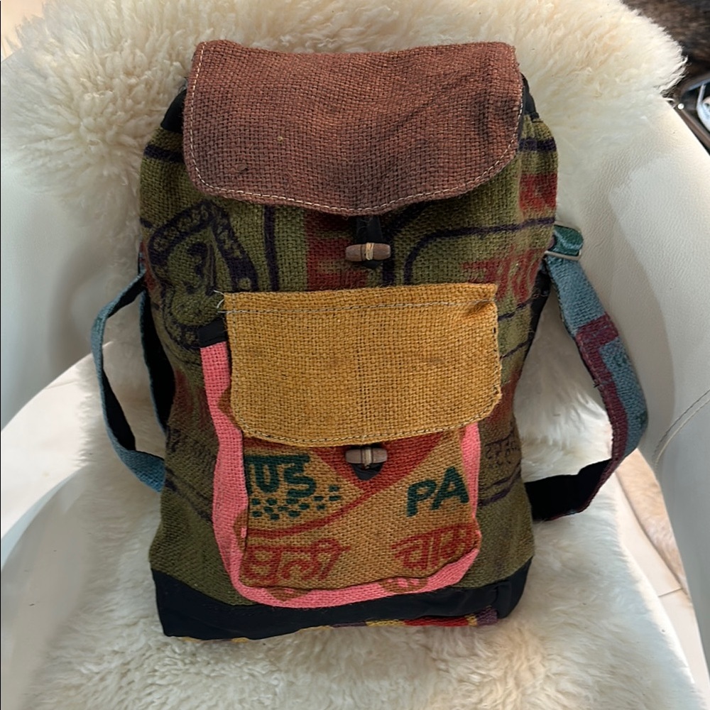 Dydaktik Recycled Jute Patchwork Backpack - image 1